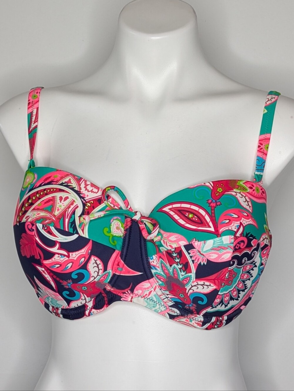 Pour Moi Havana Breeze Blue Pink Paisley Convertible Bikini Swim Top UK 36E